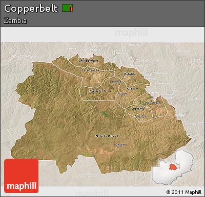 Satellite 3D Map of Copperbelt, lighten