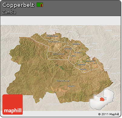 Satellite 3D Map of Copperbelt, lighten