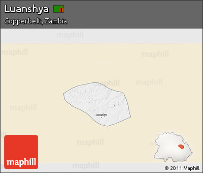 Classic Style 3D Map of Luanshya, single color outside