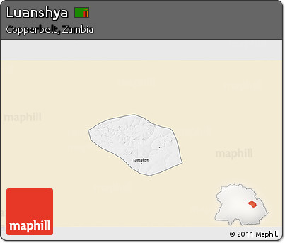 Classic Style 3D Map of Luanshya, single color outside