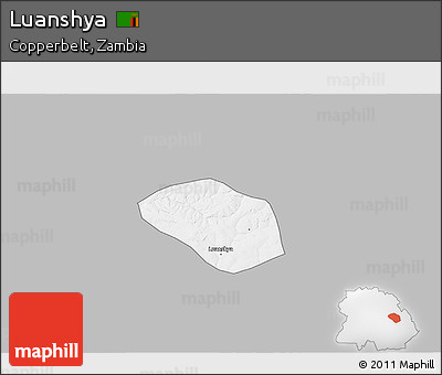 Gray 3D Map of Luanshya, single color outside