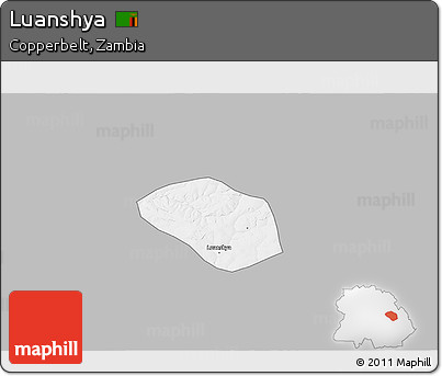 Gray 3D Map of Luanshya, single color outside