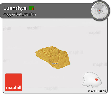 Physical 3D Map of Luanshya, cropped outside