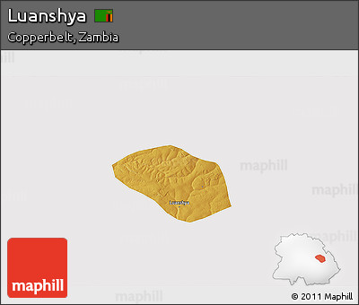 Physical 3D Map of Luanshya, cropped outside
