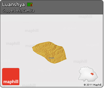 Physical 3D Map of Luanshya, cropped outside