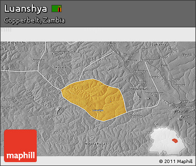 Physical 3D Map of Luanshya, desaturated