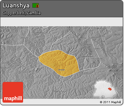 Physical 3D Map of Luanshya, desaturated