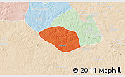 Political 3D Map of Luanshya, lighten