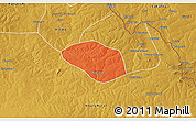 Political 3D Map of Luanshya, physical outside