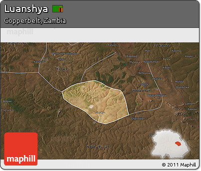 Satellite 3D Map of Luanshya, darken