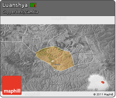 Satellite 3D Map of Luanshya, desaturated