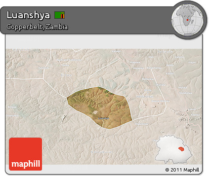 Satellite 3D Map of Luanshya, lighten