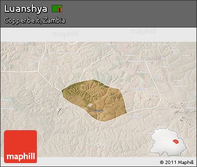 Satellite 3D Map of Luanshya, lighten