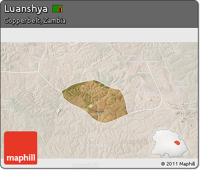 Satellite 3D Map of Luanshya, lighten