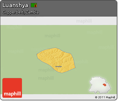 Savanna Style 3D Map of Luanshya, single color outside