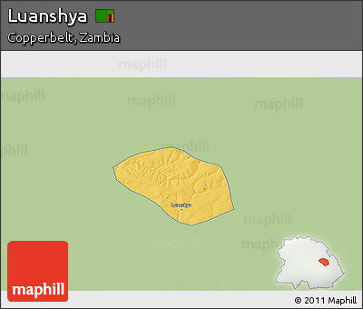 Savanna Style 3D Map of Luanshya, single color outside