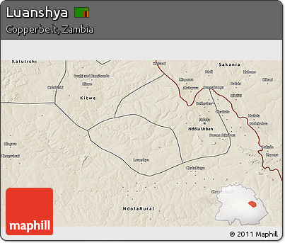 Shaded Relief 3D Map of Luanshya