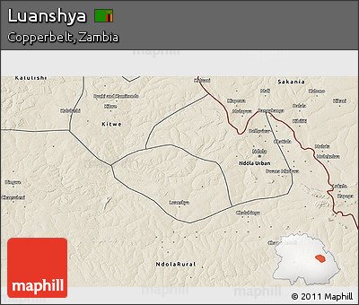 Shaded Relief 3D Map of Luanshya