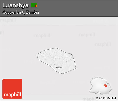 Silver Style 3D Map of Luanshya, single color outside