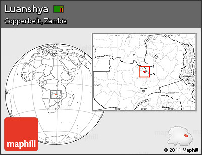 Blank Location Map of Luanshya