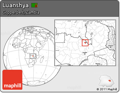 Blank Location Map of Luanshya