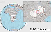 Gray Location Map of Luanshya, highlighted country, within the entire country