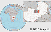 Gray Location Map of Luanshya, highlighted country, highlighted parent region