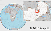 Gray Location Map of Luanshya, highlighted country