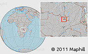 Gray Location Map of Luanshya, hill shading