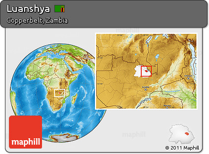 Physical Location Map of Luanshya, highlighted parent region