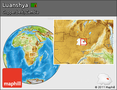 Physical Location Map of Luanshya, highlighted parent region