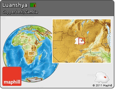 Physical Location Map of Luanshya, highlighted parent region