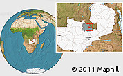 Satellite Location Map of Luanshya, highlighted country, highlighted parent region