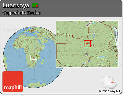Savanna Style Location Map of Luanshya