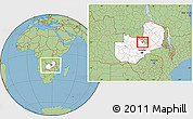 Savanna Style Location Map of Luanshya, highlighted country, within the entire country