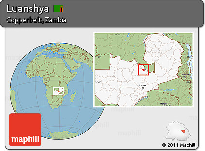 Savanna Style Location Map of Luanshya, highlighted country
