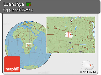 Savanna Style Location Map of Luanshya, highlighted parent region