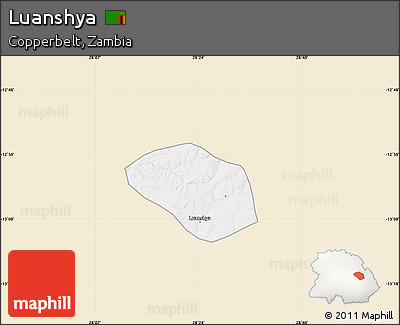 Classic Style Map of Luanshya, single color outside