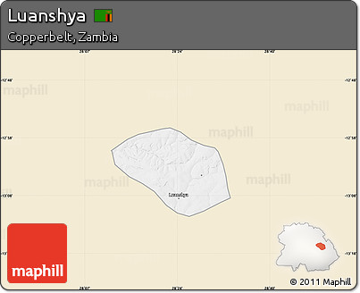 Classic Style Map of Luanshya, single color outside