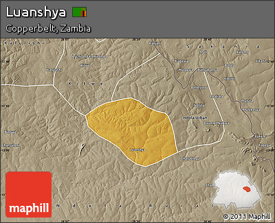 Physical Map of Luanshya, semi-desaturated