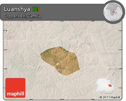 Satellite Map of Luanshya, lighten