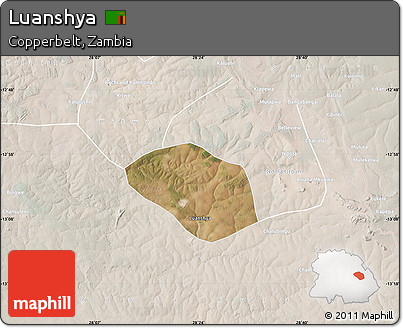 Satellite Map of Luanshya, lighten