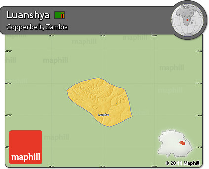 Savanna Style Map of Luanshya, single color outside