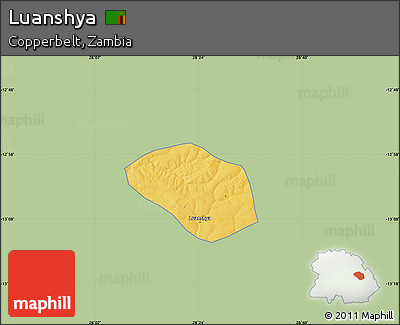 Savanna Style Map of Luanshya, single color outside