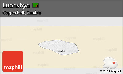 Classic Style Panoramic Map of Luanshya, single color outside