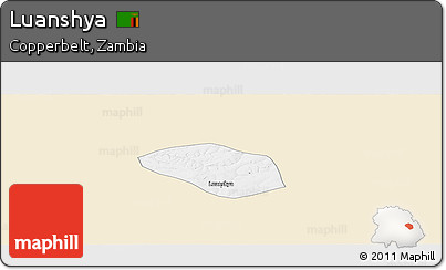 Classic Style Panoramic Map of Luanshya, single color outside