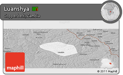 Gray Panoramic Map of Luanshya