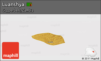 Physical Panoramic Map of Luanshya, cropped outside
