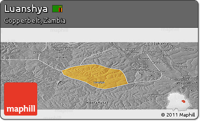 Physical Panoramic Map of Luanshya, desaturated
