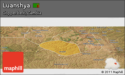Physical Panoramic Map of Luanshya, satellite outside